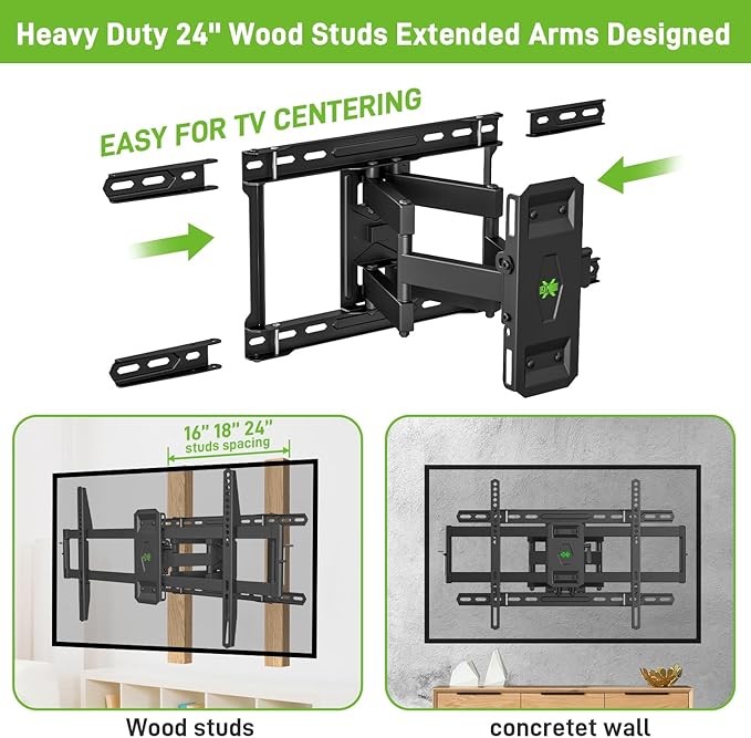 USX Mount UL Listed TV Wall Mount for 42"-85" TVS, Fits 16" 18" or 24" Studs, Full Motion TV Mount Swivel Tilt Extension TV Bracket with Dual Articulating Arms, Max VESA 600x400mm, Load 110lbs