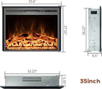 Electric Fireplace, Electric Fireplace Inserts, Recessed Fireplace Heater with Remote Control, Adjustable Flame Colors, Timer&Overheating Protection, 750/1500W, 35" W X 27" H