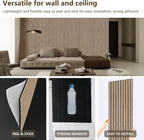ARMURO Acoustic Wood Wall Panels, 2 PCS Slat Wall Panels - Walnut Veneer Soundproof Panels for Home & Office, 94.5" Extra-Long Easy Peel & Stick Panels for Walls (11.8"W x 94.5"L)