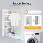 Ropoana Wall Mount Ironing Board Cabinet, Built-in Swivel Ironing Board Foldable with Storage, Wall Hanging with Mirror, Foldable Iron Storage Station for Home, Apartment, Checkrooms, White