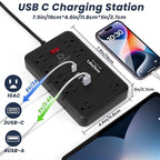 Surge Protector Power Strip with 10 Widely-Spaced Outlets & 6 USB(2USB C) Ports, 10ft Flat Plug Extension Cord Wall Mountable, Desktop Charging Stations for Home Office Bedroom Kitchen