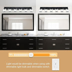 WINSHEN 6-Light Bathroom Light Fixture Black Finish, Modern Vanity Lighting with Rectangular Clear Glass for Over Mirror Kitchen E26 Bulb Base