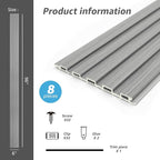 Art3d Slat Wall Panels, WPC Soundproof 3D Wall Paneling for Interior Wall Decor, TV Background, 8-Pack 96 x 6 in. Gray Oak