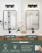 METWET Bathroom Light Fixtures, 3-Light Modern Vanity Light with Clear Glass Wine Glass-Shaped Shade, Vanity Lighting Fixtures Over Mirror, Matte Black, VL155-MB-3