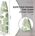Extra Thick Ironing Board Cover and Pad, 15x54 Ironing Board Cover, Resist Scorching and Staining,Elastic Edges,Green Leaves Tropical Palm Leaf