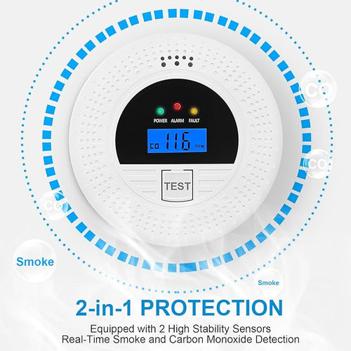 6-Pack Interconnected Smoke and Carbon Monoxide Detector, Battery Operated, Silence/Test Button, Smoke & CO Alarm for Any Room