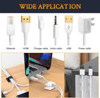 SOULWIT 50 Pcs Self Adhesive Cable Management Clips, Cable Organizers Sticky Wire Clips Cord Holder for TV PC Laptop Ethernet Cable Desktop Home Office (White)