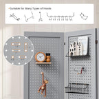 Bonnlo 4/6 Panel Pegboard Freestanding, 5 FT Portable Display Board Organizer for Craft Show Jewelry, Wooden Folding Privacy Screen Room Divider (Grey, 6 Panel with Base)