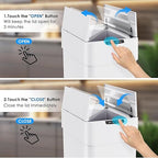 Arlopu 21.1 Gal Automatic Trash Can, 80L Stainless Steel Motion Sensor Garbage Bin, Touchless Brushed Wastebasket, W/Butterfly, Soft-Close Lid, for Living, Dinning Room, Kitchen (White)