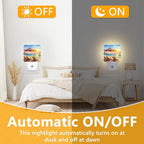 GANTINIR Watercolor Ocean Beach Sunrise Night Light, Plug-into Lounger Nightlight White LED Lamp, Energy Efficient Decor Desk Lamp for Bedroom Hallway Stairs Bathroom