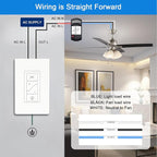 Ceiling Fan Remote Control Kit, Universal Ceiling Fan Remote Control Kit, Ceiling Fan Wall Switch UC9050T, Compatible with Hunter Hampton Bay