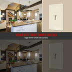 ENERLITES Screwless Toggle Switch Wall Plate, Child Safe Light Switch Cover, Standard Size 1-Gang 4.68" x 2.93", Unbreakable Polycarbonate Thermoplastic, UL Listed, SI8811-LA, Glossy, Light Almond