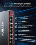 NUBASA 8-Port 2.5Gb Switch with 10Gb SFP+ Port, Unmanaged Multigig Ethernet Splitter for NAS, Gaming, PC - Plug & Play, Silent Aluminum Housing, 2.5 Gigabit Network Switch