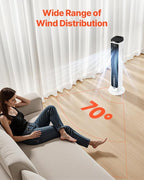 VEVOR Evaporative Air Cooler, Standing Fans that Blow Cold Air, 23.3ft/s 70° Remote Oscillating Tower Fan w/ 9-Speed 4 Mode, 24H Timer, Swamp Cooler, Portable AC Fan for Bedroom, Office
