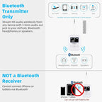 1Mii Airplane Bluetooth 5.3 Transmitter for All Headphones - Bluetooth Adapter for TV - Dual Connection - aptX Low Latency - Flying Travel, Wireless Audio Aux for MP3,Game,PC-White