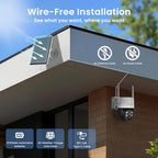 xmartO Solar/Battery-Powered Wire-Free PTZ Home Security Camera Wireless Outdoor/Indoor CCTV Surveillance (Non-Stop Solar Power, Rechargeable Battery, Floodlights, SD/NVR/Cloud)