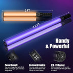 Mettlelite LS400P RGB Pixel LED Light Stick, Handheld Full Color RGBWW Continuous Output 2 ft with APP Control, 2800K-8000K, Customizable Pixel Light Effect, CRI97+ TLCI98+ Rechargeable Video Light
