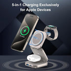 5-in-1 Wireless Charger for MagSafe, AC ISLAND Portable Travel Charging Station, 35W Max Fast Foldable Magnetic Stand, Evolved for iPhone 17-12 & Air Series, Apple Watch, AirPods (with 35W Adapter)