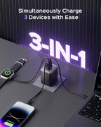 wegear 100W USB C Charger Block, 3-Port Compact Foldable Power Adapter USB Wall Charger for MacBook Pro/Air, Dell XPS, iPad Pro, iPhone Series, Galaxy S25/S24, and More (Black)