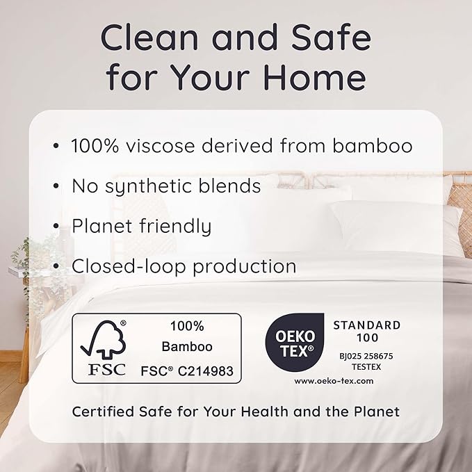 Bambaw 100% Viscose Derived from Bamboo Sheets Queen Size Set – 4pcs Cooling Sheets for Hot Sleepers, Soft Deep Pocket Queen Sheet Set Fits Up to 16'' with Elastic Corner Straps (Sand)