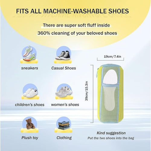 2 In 1 Shoe Washing Machine Bag,Upgrade with Mesh Insole Slot,Laundry Bag for Washer and Dryer,Drying,Shoes Machine Cleaner,for All Shoe Types