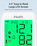 iHealth Accu Luminate Blood Pressure Monitor – 4.5" Tri-Color WHO-Based LCD(White), Clinically Accurate, Irregular Heartbeat Alert, Body & Cuff Detection, Bluetooth Cloud Sync, Large 8.6"–17" Cuff
