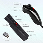 Digital Dynasty 2 Pack Motion Plus Wii Controller with Nunchuks - Wii Remote with Nunchuks Compatible with Nintendo Wii & Wii U (Black)