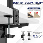 VIVO Dual Ultrawide Monitor Desk Mount, Heavy Duty Fully Adjustable Steel Stand, Holds 2 Computer Screens up to 38 inches and Max 10kg Each, Black, STAND-V038
