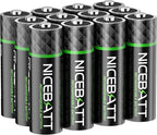 NICEBATT Rechargeable aa Batteries 2800mAh, Premium NiMH Double A Battery Low Self Discharge -12 Count