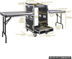 Sound Town 16U PA DJ Pro Audio Rack/Road ATA Case with 2U Drawer, 11U Slant Mixer Top, Two DJ Work Tables, Casters, Pro Tour Grade (MR-DR16UT2)