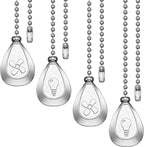 Patelai 4 Pieces Ceiling Fan Pull Chain Extender Ornament 12 Inch Ceiling Pull Chain Extension Classic Drop Shaped Pendant Beaded Ball Cord for Fan light lamp decorative with Connector(Silver)
