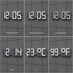 mooas 3D Pure Mini White LED Clock, Multi-Function LED Clock (Calendar, Alarm, Temperature) (8.5" White Table Alarm Clock)