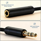 Tavirela Headphone Splitter, Upgraded Nylon Braided 3.5mm Audio Stereo Y Aux Splitter, Dual Headphone Jack Adapter 1 Male to 2 Female for Sharing Music, Compatible with Phone, Switch, PC, Tablet