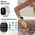 Smart Watches for Women Men with Bluetooth Call & AI Voice, 1.85" HD Fitness Tracker with Heart Rate SpO2 Sleep Monitor, 100+ Sports Modes,Mini Games, IP68 Waterproof Smartwatch for Android iOS Phones