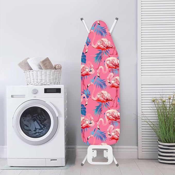 ZCFYGDX Flamingo Palm Leaf Print Ironing Board Covers (15 x 54 in) Hook & Loop Elastic Edge Easy to Install, Scorch Resistant,Lightweight & Breathable Anti-Slip & Wear-Resistant Home Size-XL