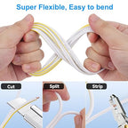 18AWG Speaker Wire 250 FT, 18 Gauge Audio Security Alarm Hookup Control Low Voltage Cable, Home Theater Wire, Automotive Wire, White Cord with Yellow Polarity Marker, CCA, 2 Conductors Electrical Wire
