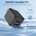 USB Wall Charger, Charger Block，Dual Port USB Cube Chargers，Power Adapter Charging Plug Box Brick for Phone 14/13/12/11/Pro Max/SE/XS/XR/X,Android Phones, and More (Black)