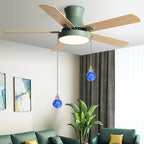 2PCS Blue Pull Chain Crystal Glass Ice Cracked Ball Pull Chain for Ceiling Fan Light Decoration 50cm Extension Chain