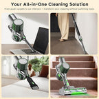 Cordless Stick Vacuum Cleaner - Lightweight Handheld Vacuum with Self Standing, Removable Battery with 45min Running Time, Anti-tangle Wireless Vacuum for Home Pet Hair/Hardwood Floor/Carpet GB