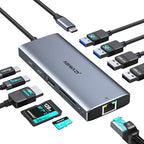 USB C Hub Adapter for MacBook Pro Air,10 in 1 USB C to USB HDMI Ethernet Hub Mac Dongle Accessories Converter for laptops (4K@60Hz HDMI+Ethernet+4USB+1USB-C Data Port+SD/TF Card Reader+100W PD)