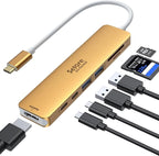 USB C Hub HDMI Adapter for MacBook Pro/Air, 7 in 1 USBC Dongle with HDMI, SD/TF Card Reader, USB C Data Port,100W PD, and 2 USB 3.0 Compatible for MacBook Pro/Air, Dell XPS, Lenovo Thinkpad.