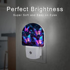 sndheke Glowing Purple Butterflies Night Light Plug into Wall, Neon Butterfly Dusk to Dawn Night Light Plug in,0.5w Energy Saving Sleep Friendly NightLight for Kids Boys Girls Home Decor