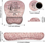 Ergonomic Mouse Pad Wrist Support and Keyboard Wrist Rest Set with Coasters, Non-Slip PU Base, Easy Typing & Pain Relief, Perfect for Home Office Working Studying, Bible Verse Phil 4-13