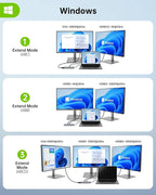 USB C Laptop Docking Station Dual Monitor HDMI for Dell HP 11 in 1 Type USB C Hub Triple Display Multiport Adapter Dongle to 2 HDMI 4K Ethernet 4 USB PD SD TF VGA for MacBook Lenovo Surface