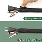 Split Wire Loom Tubing, Cable Protector Sleeve, Braided Cable Management for TV/Computer/Home Theater/Engine Bay, Cord Protectors from Pets No Chew (Black, 1/2"-25ft)