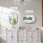 GLASHOM Beveled Edge Frameless Bathroom Mirror, Oval Wall Mirror for Over Sink, 16" x 24" Modern Decorative Vanity Mirror for Bedroom, Living Room, Entryway, Hanging Mirror Horizontal or Vertical