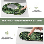 Large Desk Mat, Cute Anime Cats Gaming Mouse Pad, Desk Pad Protector, XXL Mousepad + Keyboard Wrist Rest+Mouse Wrist Rest+Coaster Set with Ergonomic Desk Pad for Home Office PC Computer, Green Leaves