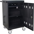 Aokleo Laptop Charging Cart,32 Devices Tablet Storage Carts for Pad Up to 16.3" Screen Size, Classroom Computer Mobile Charging Station for Pads,Chromebooks,Laptops,Security Storage (30+2 Bay-Black)