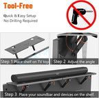Soundbar Mount, No Drilling Steel TV Top Shelf Fits Most of Sound Bars Up to 15 Lbs, Universal Sound Bar TV Mount Bracket, Sound Bar Stand Compatible with Samsung, Sony, LG,Bose, 16.9x4.7inch