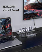 LENTION USB C Hub with 100W Charging, 4K HDMI, Dual Card Reader, USB 3.0 & 2.0 Compatible MacBook Pro, New Mac Air/Surface, Chromebook, More, Stable Driver Adapter (CB-CE18, Space Gray)